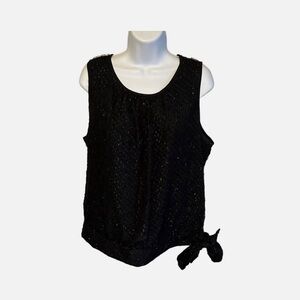 Melissa Paige black glitter tie bottom fuzzy top size L
